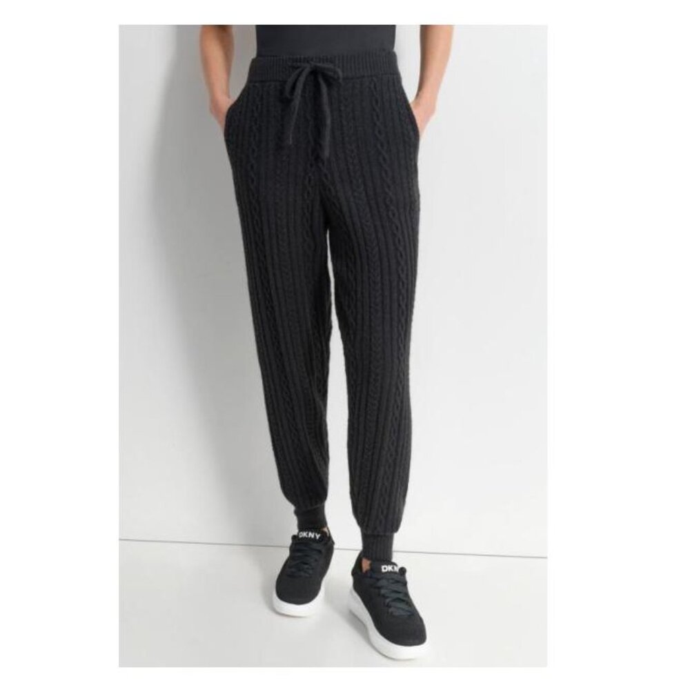 NWT DKNY Black Cable Sweater Joggers - Size XS